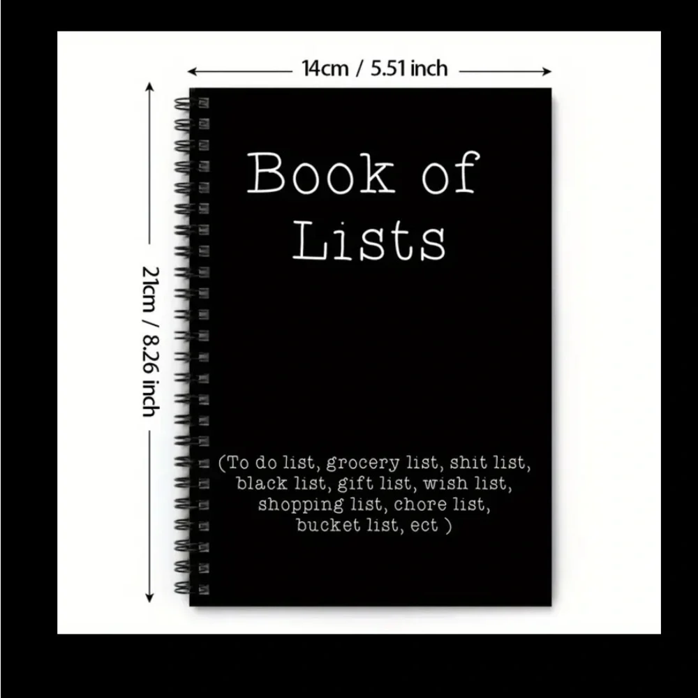 Black Spiral Notebook - Humorous Book of Lists